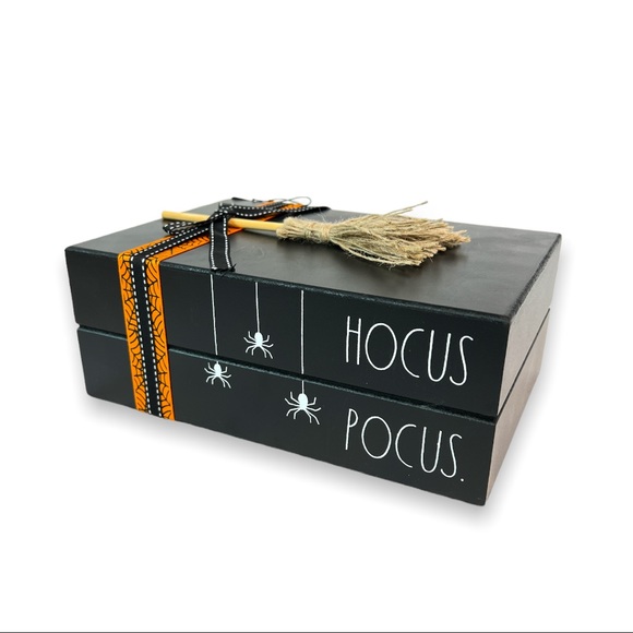 Rae Dunn Fall Decor Hocus Pocus Books with Witch Broom - Picture 2 of 5